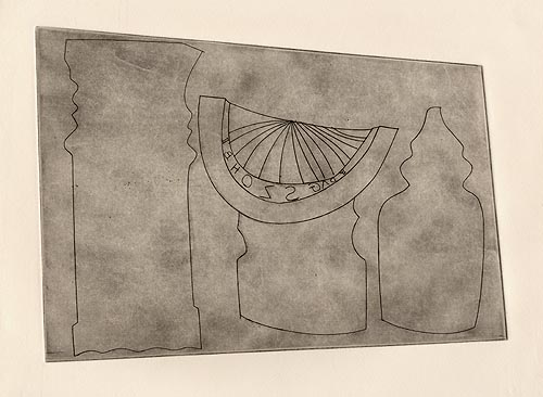 Turkish Sundial between two Turkish Forms by Ben Nicholson 