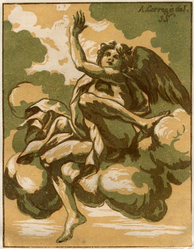A Winged Figure sitting on a Cloud by John Skippe 